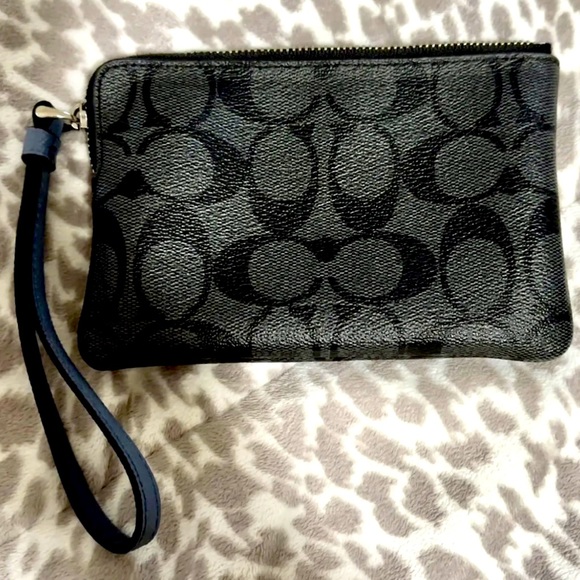 Coach Handbags - Coach C’s Canvas Black & Blue Wristlet Wallet - #22